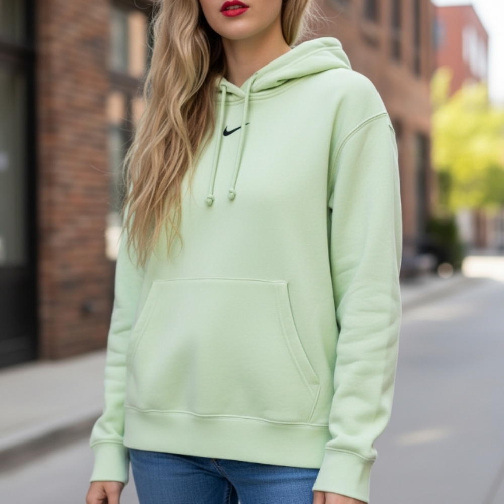 🔥RARE Nike Center Swoosh Oversized fit Washed Lime Ice Green Unisex Hoodie